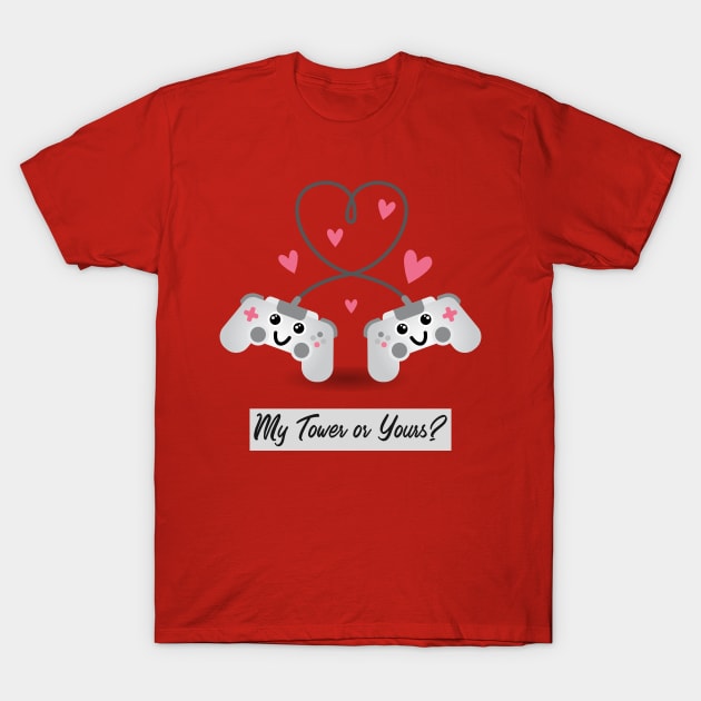 Video Gamer Flirty Controllers: Two Player Game T-Shirt by Alaskan Skald